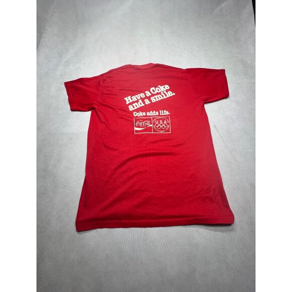 Vintage 1980 Single Stitch Coca-Cola Olympics Red T-Shirt Large - Picture 6 of 6